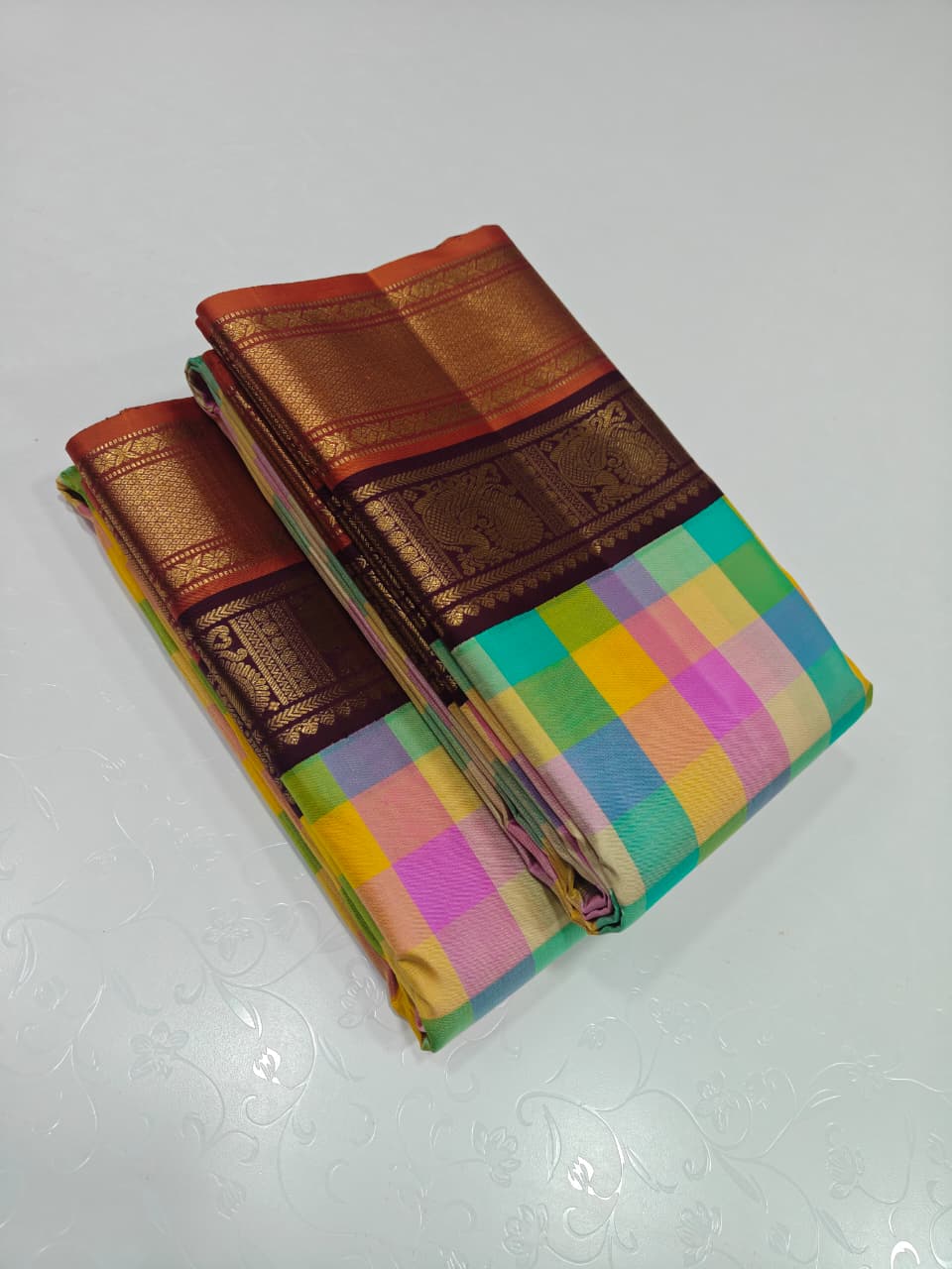 Turquoise Kanchipuram Silk Saree